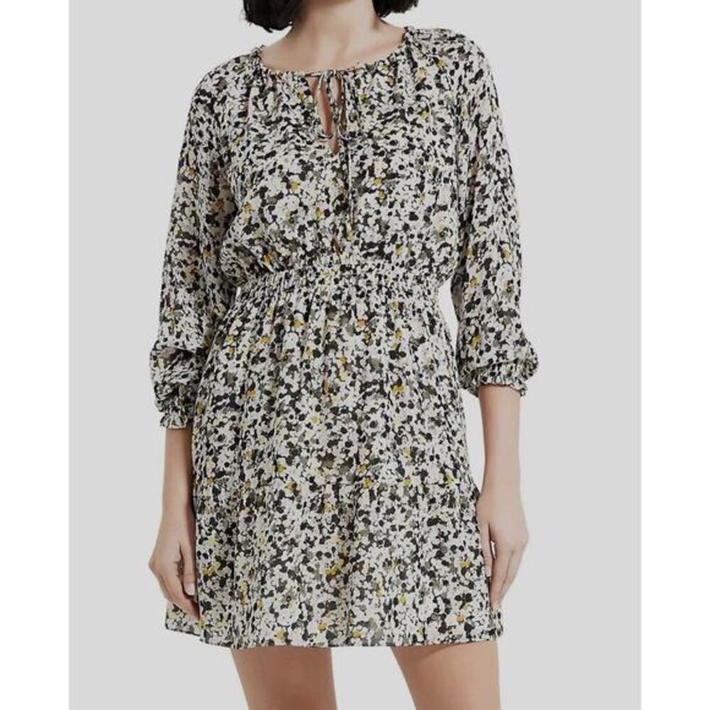 Theory Women's S Beige Printed Silk‎ Mini Dress